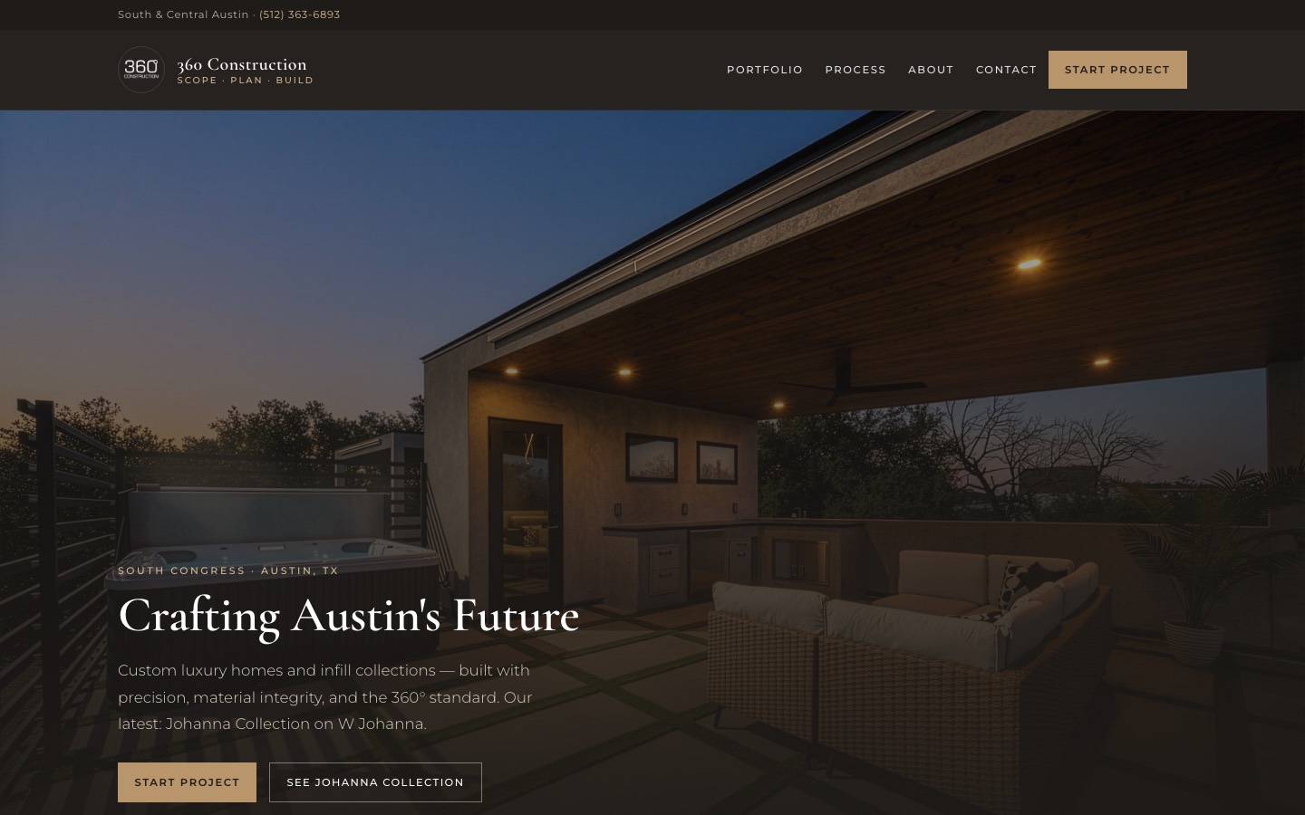 360 Construction ATX homepage