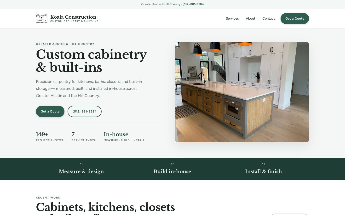 Koala Construction homepage